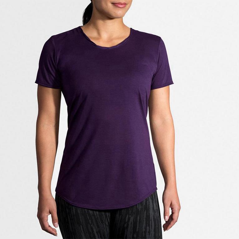 Brooks Distance Womens Short Sleeve Running Shirt - Purple - Philippines (509241HQS)